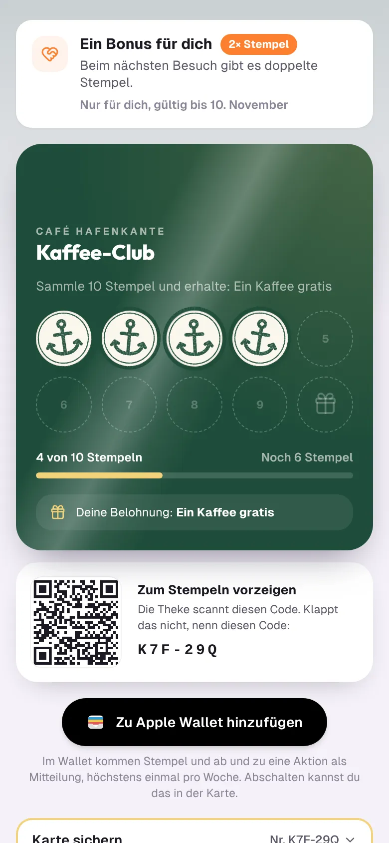 Ein Bonus für den Gast, der eine Weile nicht da war